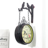 Double Side Vintage Wall Clock  Indoor/Outdoor Station Garden Porch